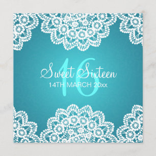 Invitation Bleu vintage de dentelle de partie de sweet