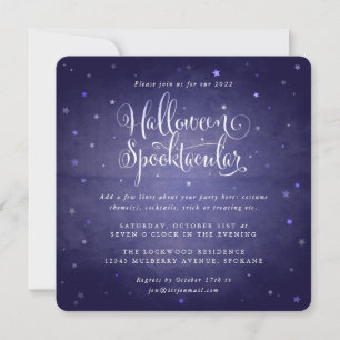Invitation Bleu Vintage Halloween Spooktaculaire Carré/Arrond