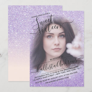 Invitation Bleu violet Parties scintillant mousseuse Ombre Ph