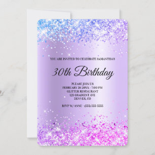 Invitation Bleu violet rose Parties scintillant Lavande 30e a