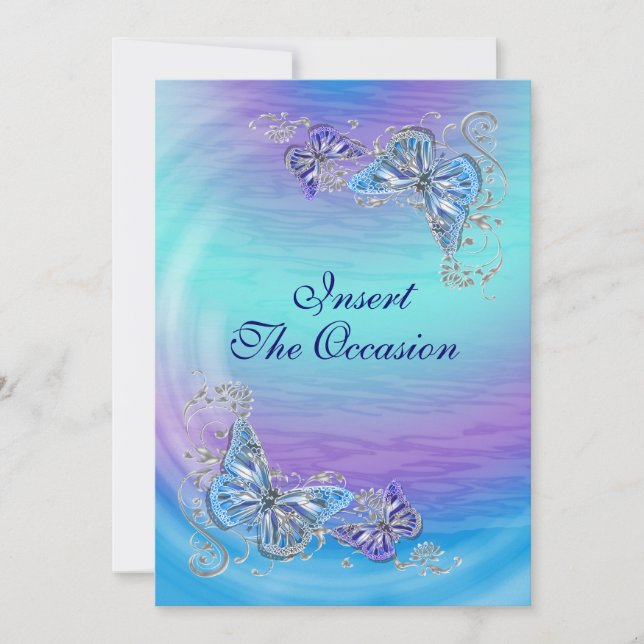 Invitation Bleu violet rsvp anniversaire fiançailles mariage (Devant)