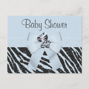 Invitation Bleu Zèbre, Bow imprimé et Baby shower d'apparence