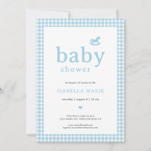 Invitation Bleue à Motif Vichy Classique pour Baby