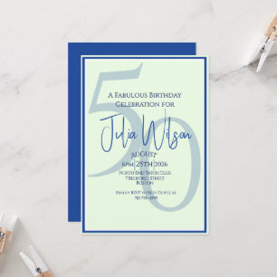 Invitation Bleue Anniversaire Fabulux 50 ans Écrit