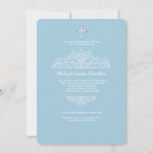Invitation Bleue avec Filigrane Religieux