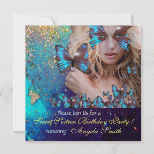 Invitation BLEUE BOUTEILLE SUCRE 16 PARTY MONOGRAM, Champagne