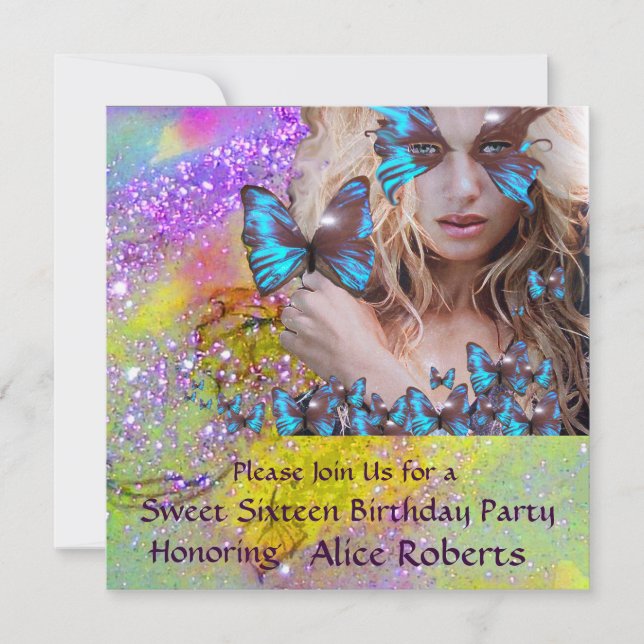 Invitation BLEUE BOUTEILLE SUCRE 16 PARTY MONOGRAM, Champagne (Devant)