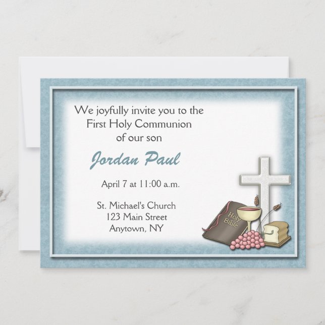 Invitation bleue communion (Devant)