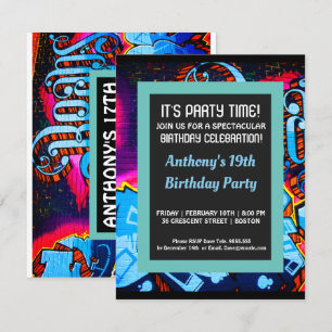 Invitation bleue d'anniversaire d'Abstarct de