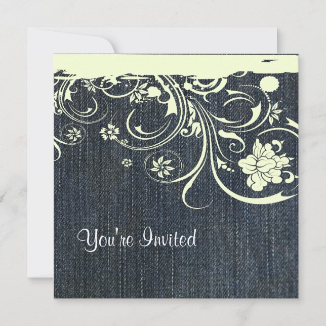Invitation bleue d'anniversaire de denim et de (Devant)