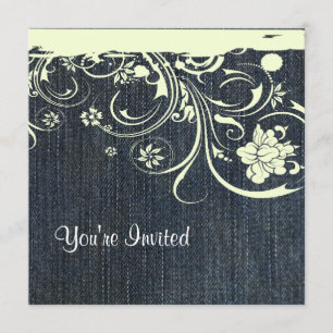 Invitation bleue d'anniversaire de denim et de