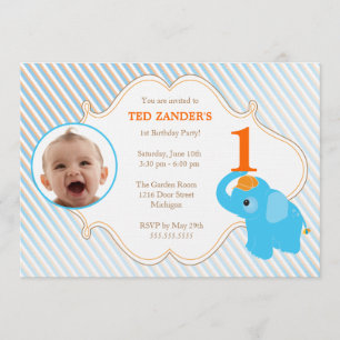 Invitation bleue d'anniversaire de photo