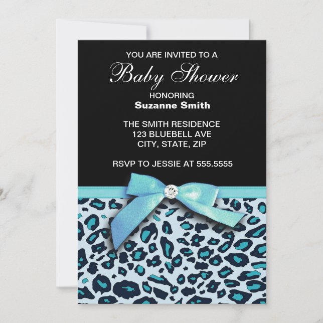 Invitation bleue de baby shower de garçon (Devant)