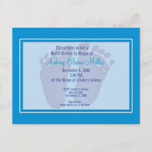 Invitation bleue de baby shower d'empreinte de pas