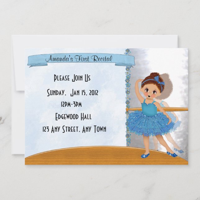 Invitation bleue de ballerine (Devant)