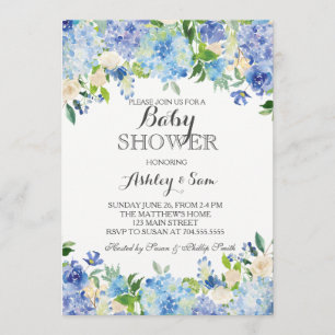 Invitation bleue de douche d'hortensia