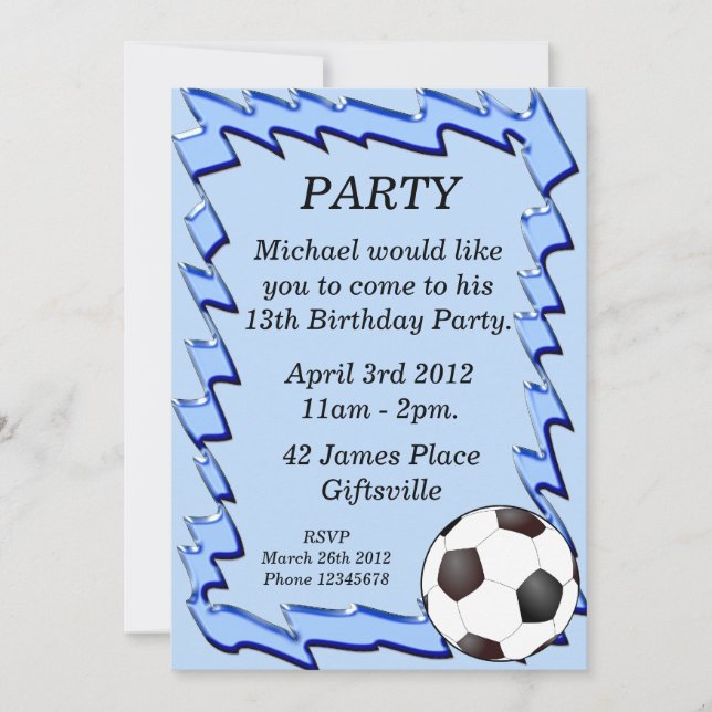 Invitation bleue de fête d'anniversaire de ballon (Devant)