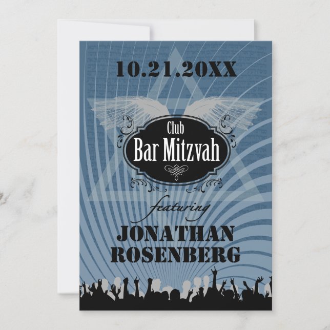 Invitation bleue de la Marine Club Bar Mitzvah (Devant)