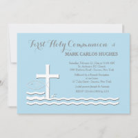 Invitation bleue de la première communion