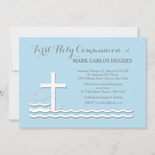 Invitation bleue de la première communion