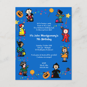 Invitation bleue de partie de costume