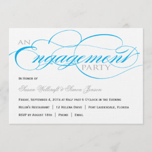 Invitation bleue de partie de fiançailles de