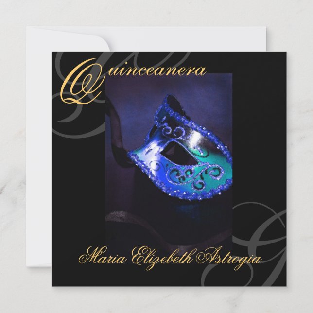Invitation bleue de partie de Quinceanera de (Devant)