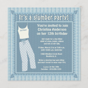 Invitation bleue de soirée pyjamas de pyjamas