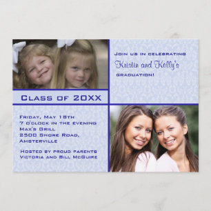 Invitation bleue d'obtention du diplôme de photo