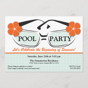 Invitation bleue et orange fraîche de lunettes de