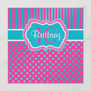 Invitation bleue et rose d'anniversaire de point