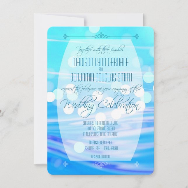 Invitation bleue moderne de célébration de mariage (Devant)