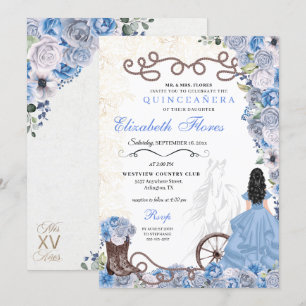 Invitation Bleue Occidentale Princesse Florale Charra Quincea