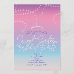 Invitation bleue pourpre rose de partie du sweet