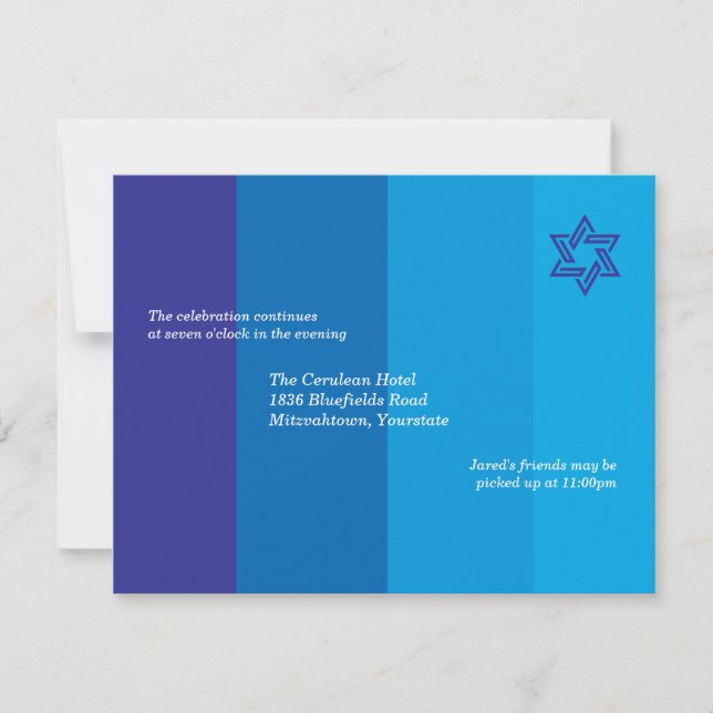Invitation bleue tonale de réception de Mitzvah de (Devant)