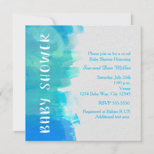 Invitation Bleue Tropicale Aquarelle pour Baby SHO