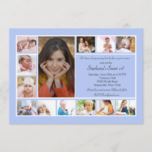 Invitation bleue verticale 2 de photo de collage
