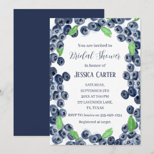 Invitation Bleuets Fruits Aquarelle Boho Fête des mariées
