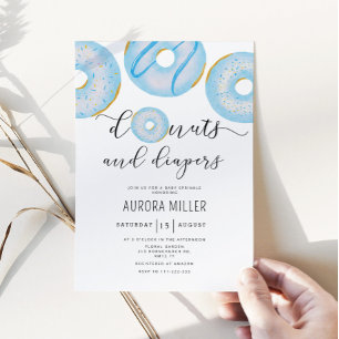 Invitation Bleus beignets et couches saupoudrer bébé