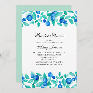 Invitation Bleus des bois. Douche nuptiale bleue et menthe