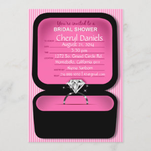 Invitation Bling Ring Box Fête de l'mariée rose