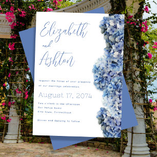 Invitation Bliss bleu Mariage floral côté frontière