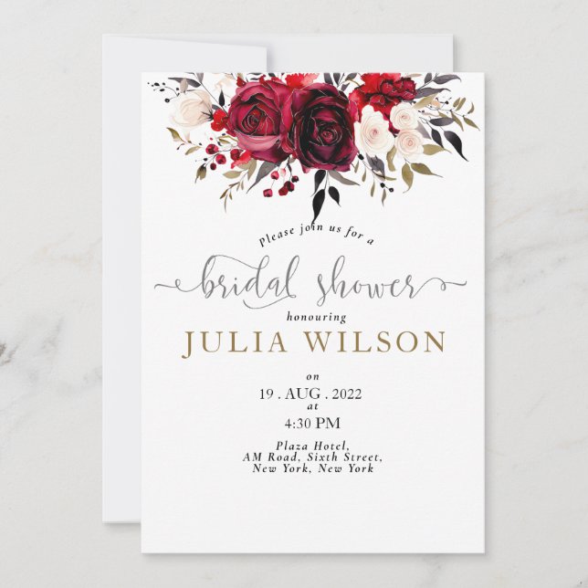 Invitation Bliss de Bourgogne : Elégant Motif floral en Win (Devant)