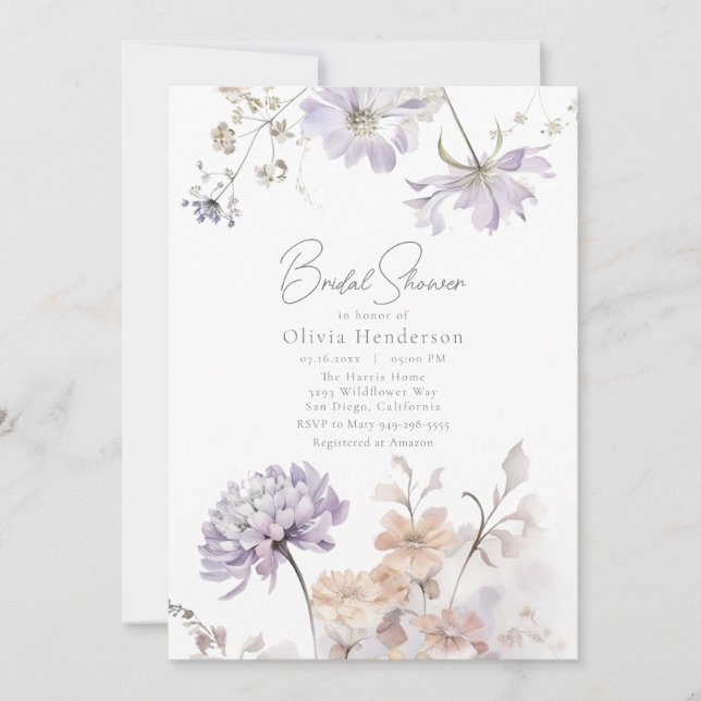 Invitation Bliss - Fête des mariées Lilac et Lavender (Devant)