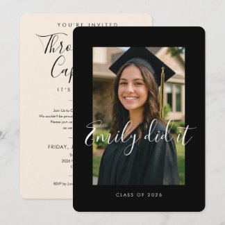 Invitation BLK & CREAM 2026 | Graduation Invite with Photo
