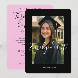 Invitation BLK & PINK 2026 | Graduation Invite with Photo