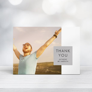 Invitation Bloc gris Photo Graduate Merci