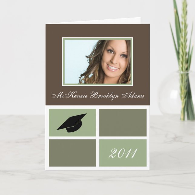 Invitation Bloc moderne Folded Graduation Invite (Green) (Devant)