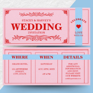 Invitation Blocage de couleur rouge rose bleu esthétique
