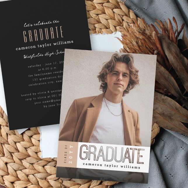 Invitation Blocage simple Onglet Photo Graduation Party (Créateur téléchargé)